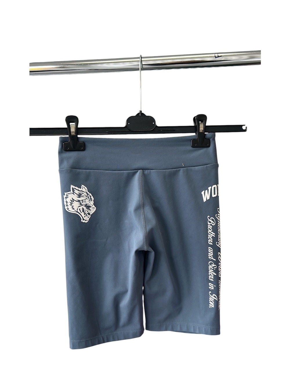 Darc Sport Blue Athletic Bike Shorts with Graphic Wolf Logo